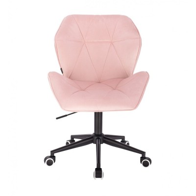 Krzesło kosmetyczne CRONO pudrowy róż welur - kółka czarne -Krzesła kosmetyczne- 