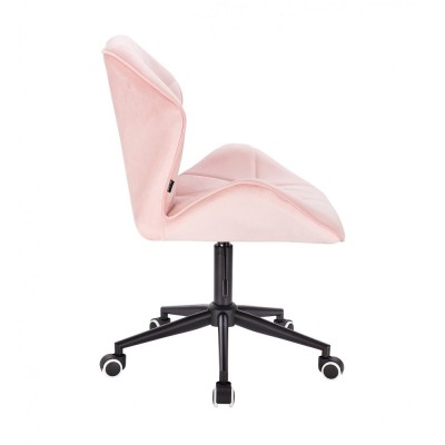 Krzesło kosmetyczne CRONO pudrowy róż welur - kółka czarne -Krzesła kosmetyczne- 