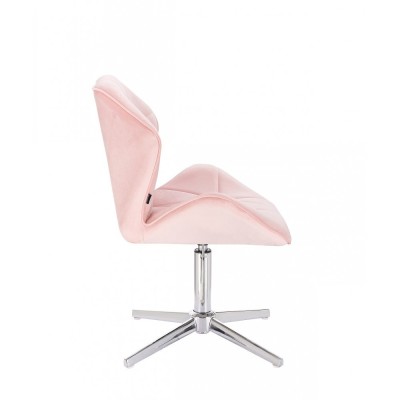 Krzesło kosmetyczne CRONO pudrowy róż welur - krzyżak chrom -Krzesła kosmetyczne- 