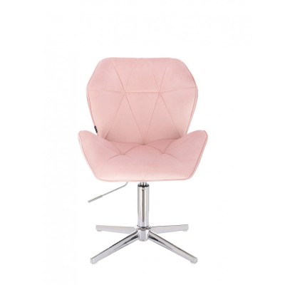 Krzesło kosmetyczne CRONO pudrowy róż welur - krzyżak chrom -Krzesła kosmetyczne- 