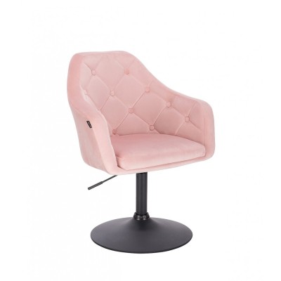 Różowe krzesło kosmetyczne BLERM pudrowy róż welur -Krzesła kosmetyczne- 