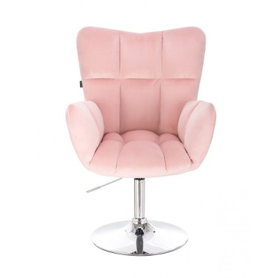 Krzesło kosmetyczne PEDRO pudrowy róż welur -Krzesła kosmetyczne- 