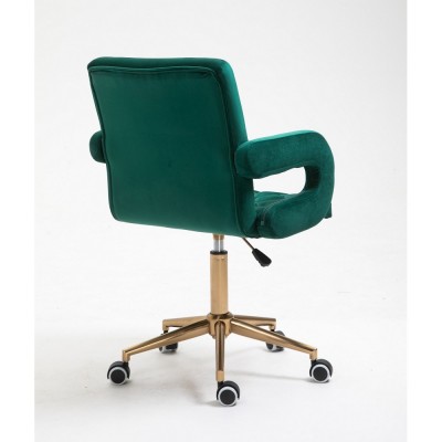 Obrotowy fotel fryzjerski z regulacją SURF BIS butelkowa zieleń -Krzesła kosmetyczne- 