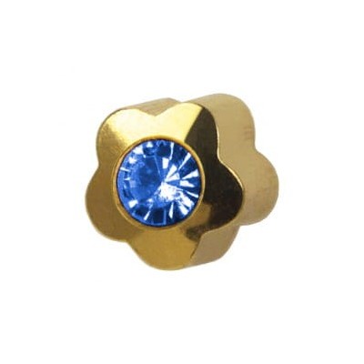 Kwiatek Z Oczkiem Niebieskim Oprawa Złota / 1 Para Caflon Blu