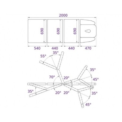 Stół rehabilitacyjny EVO 4 E elektryczny czteroczęściowy -Łóżka do masażu- 