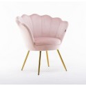 ARIA - Fotel pudrowy róż muszelka - chromowane nogi
