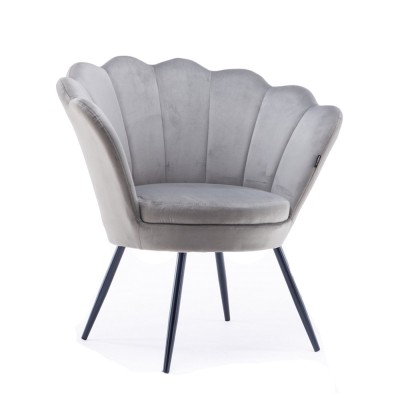 Fotel muszelka ARIA stalowy welur -Fotele- 