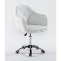 Białe krzesło kosmetyczne DERMEA guziki