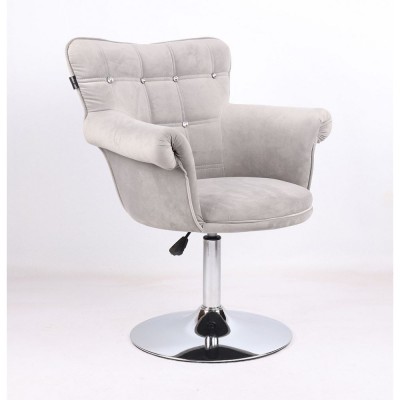 LORA CRISTAL - Krzesło kosmetyczne welur stalowy WYBÓR PODSTAW -Krzesła kosmetyczne- 