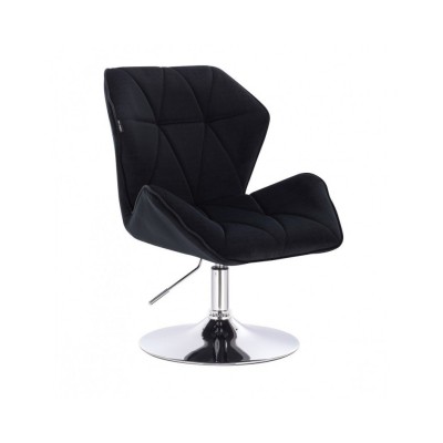 Krzesło dla manicurzystki CRONO czarny welur - dysk srebrny chrom