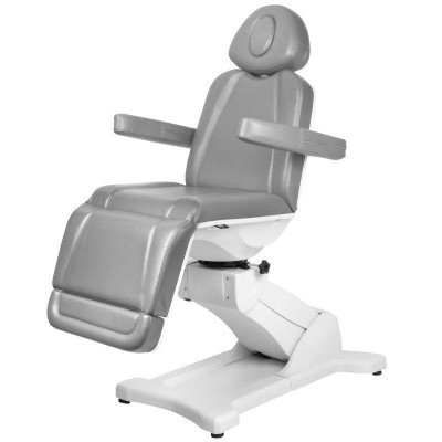 Szary elektryczny fotel kosmetologiczny obraca się płynnie