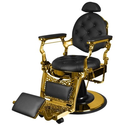 GABBIANO FOTEL BARBERSKI GIULIO GOLD CZARNY -Fotele barberskie- 