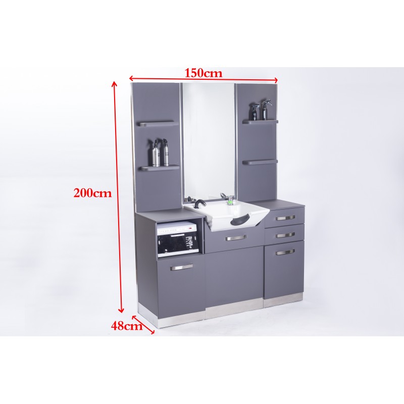 GABBIANO KONSOLA FRYZJERSKA Z UMYWALKĄ B085 SZARA -Konsole fryzjerskie- 