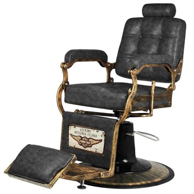 GABBIANO FOTEL BARBERSKI BOSS HD OLD LEATHER CZARNY -Fotele barberskie- 