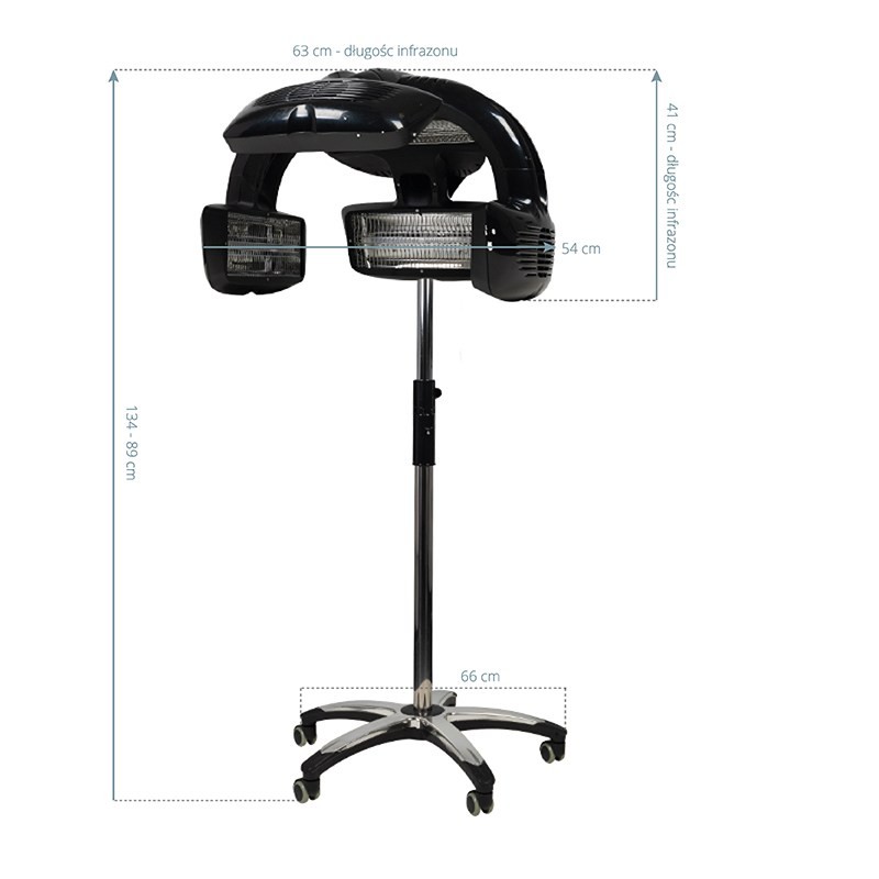Black standing infrared salon heater