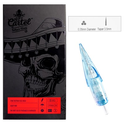 Igły Kartridże do tatuażu El Cartel 0.35mm 3RS Shader 10 szt. -Produkty Jednorazowe- 