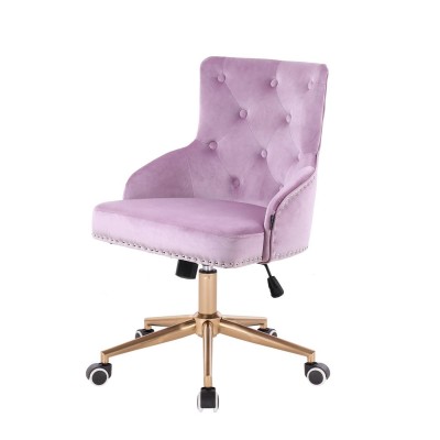 Tapicerowany fotel kosmetyczny CLARIS wrzosowy welur -Krzesła kosmetyczne- 