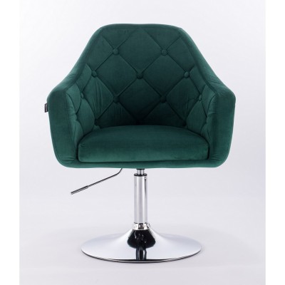 Blerm – krzesło kosmetyczne tapicerowane butelkowa zieleń WYBÓR PODSTAW -Krzesła kosmetyczne- 