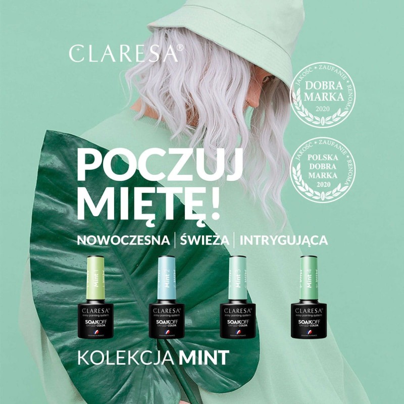 CLARESA Lakier hybrydowy MINT 4 -5g -Hybrydowe żele i lakiery- 