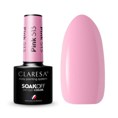 CLARESA Lakier hybrydowy PINK 513 -5g -Hybrydowe żele i lakiery- 