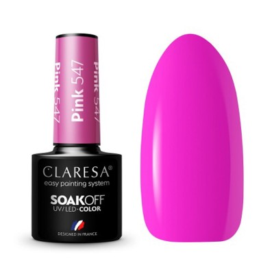CLARESA Lakier hybrydowy PINK 547 -5g -Hybrydowe żele i lakiery- 