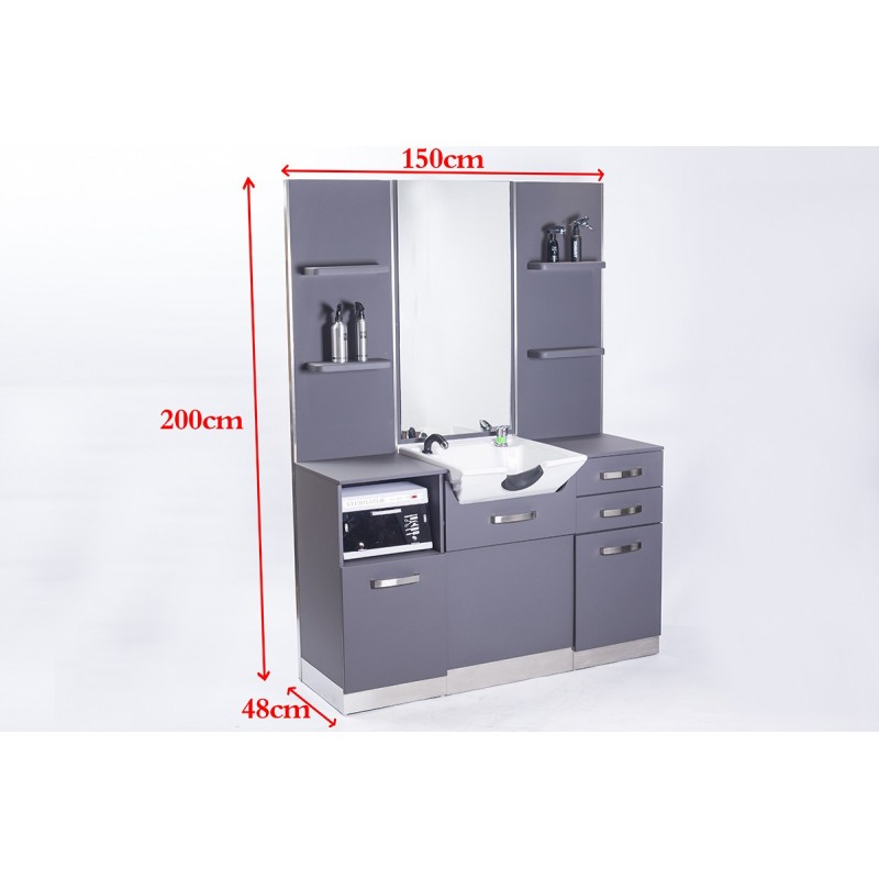 GABBIANO KONSOLA FRYZJERSKA Z UMYWALKĄ B085 SZARA -Konsole fryzjerskie- 