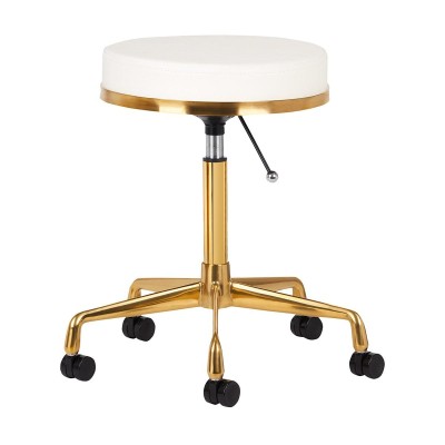 TABORET KOSMETYCZNY H4 ZŁOTY BIAŁY -Taborety kosmetyczne i hokery- 