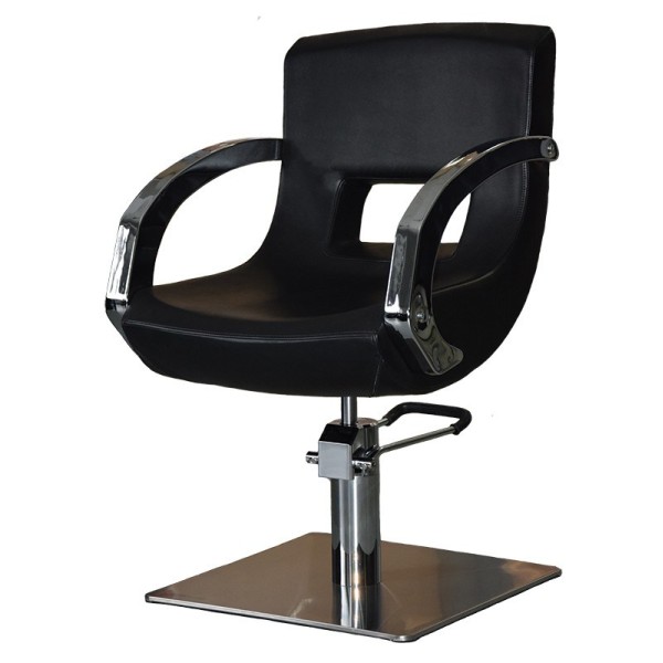 Fotel fryzjerski Taormina by Evenite – czarny fotel fryzjerski na kwadratowej podstawie