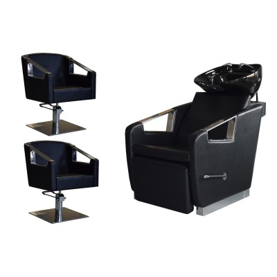ZESTAW 2 FOTELE FRYZJERSKIE COMO + 1 MYJNIIA FRYZJERSKA COMO Evenite -Myjnie fryzjerskie- 