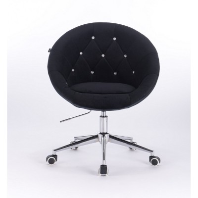 Blom Cristal - krzesło kosmetyczne tapicerowane czarnym welurem z kryształkami -Krzesła kosmetyczne- 