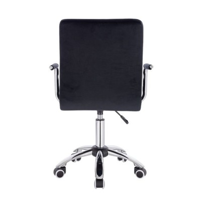 MIRACLE - Krzesło kosmetyczne z podłokietnikami czarny welur WYBÓR PODSTAW -Wyposażenie Fryzjerskie- 