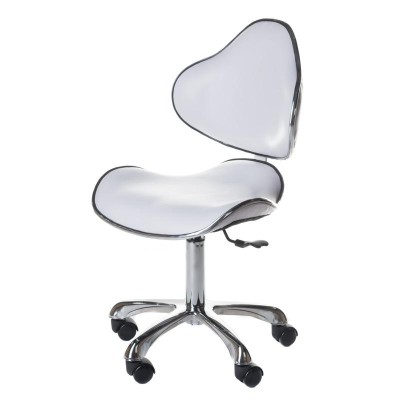 Taboret kosmetyczny z oparciem BD-9933 Biały -Taborety kosmetyczne i hokery- 