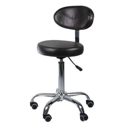 Black cosmetic stool with backrest