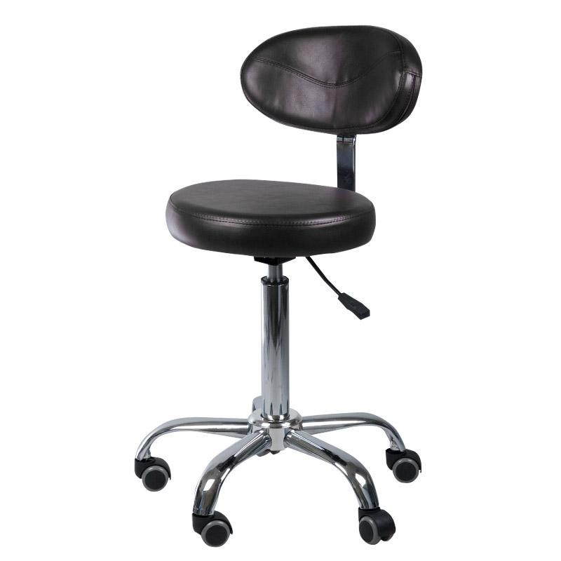 Black cosmetic stool with backrest