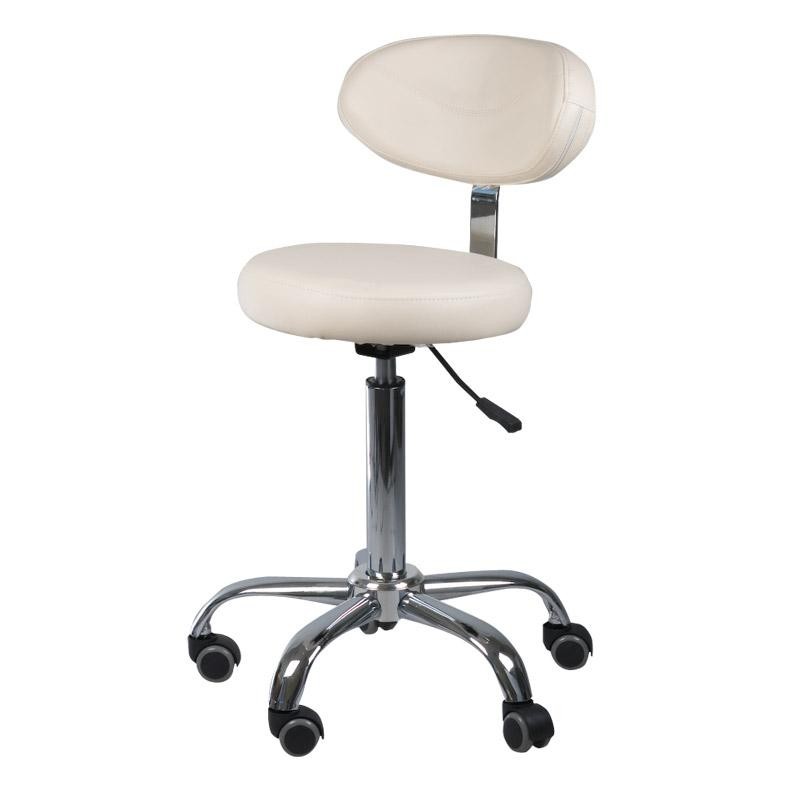 Cream cosmetic stool with backrest
