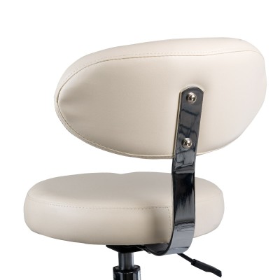 Cream cosmetic stool with backrest