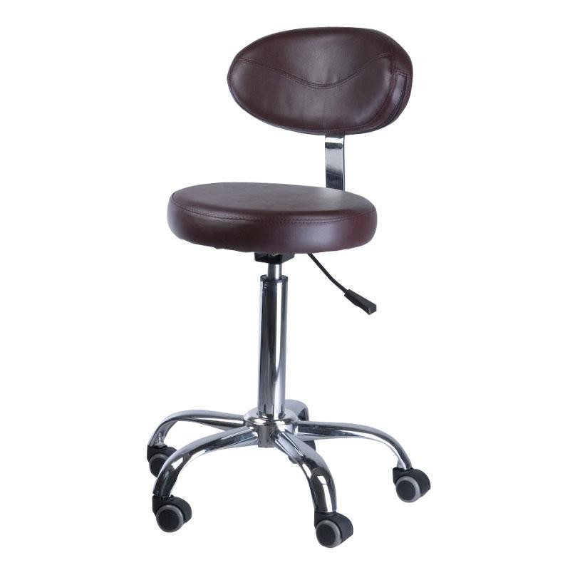 Brown cosmetic stool with backrest