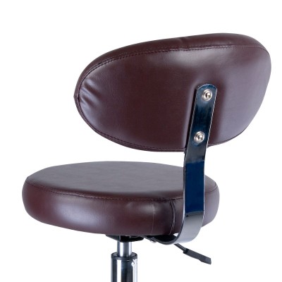 Brown cosmetic stool with backrest