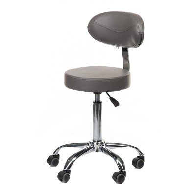 Szary taboret kosmetyczny z oparciem