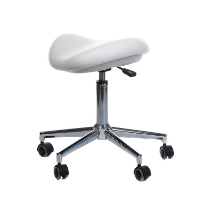 White cosmetic stool on casters
