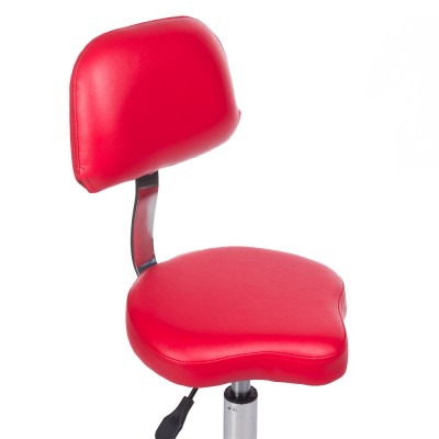 Red cosmetic stool with backrest
