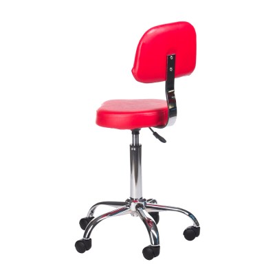 Red cosmetic stool with backrest