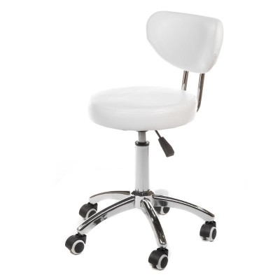 White cosmetic stool with backrest