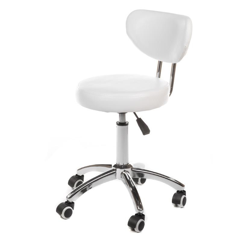 White cosmetic stool with backrest