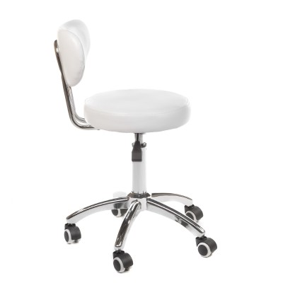 White cosmetic stool with backrest