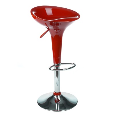 Red adjustable chrome bar stool