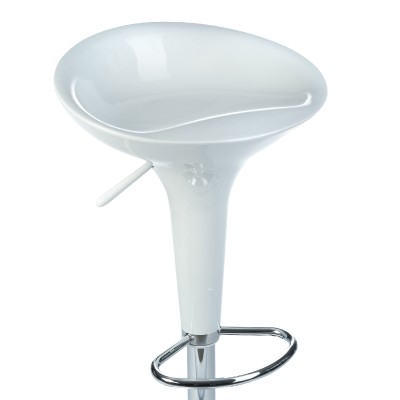 White bar stool with footrest