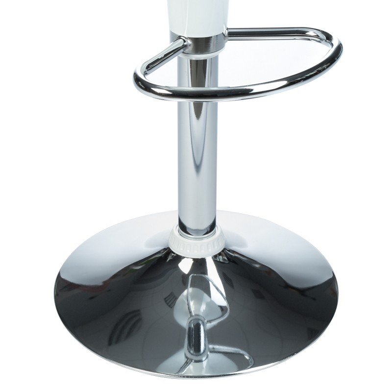 White upholstered barstool chrome base