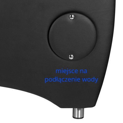 Czarna stacja do mycia włosów z fotelem