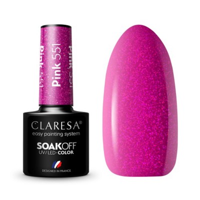 CLARESA Lakier hybrydowy PINK 551 -5g -Hybrydowe żele i lakiery- 